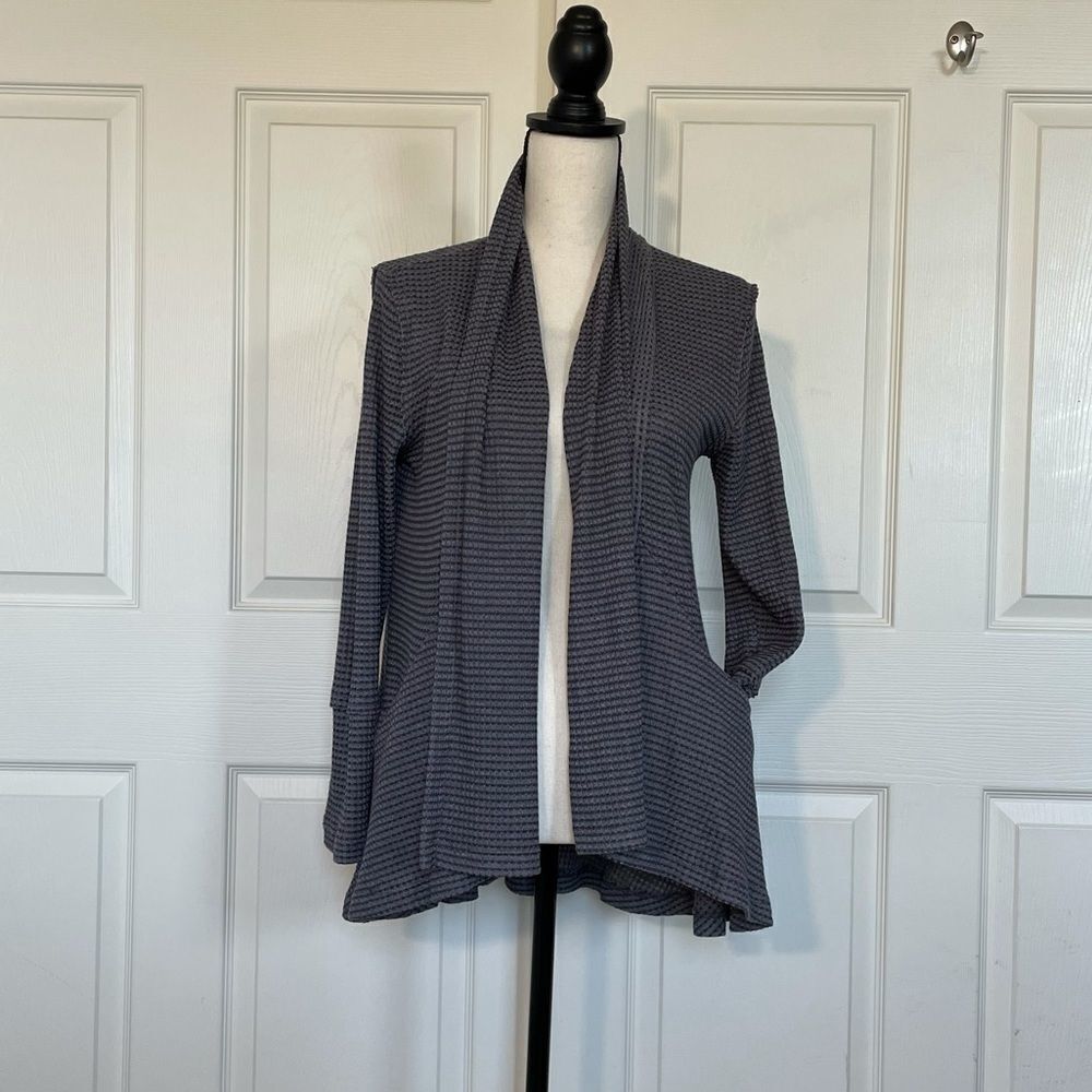 Altar’d State Thermal Raw Edge Slub Shaw Pocketed Cardigan, Medium